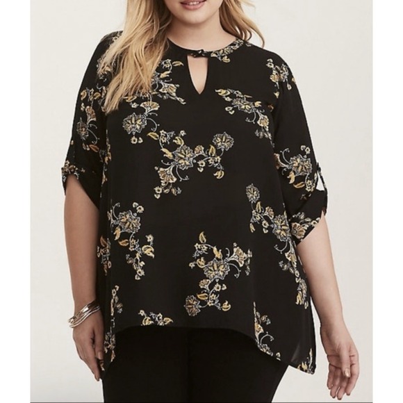 Torrid Top Plus Size 2 Lightweight Black Shark bite Hem Professional Career - Picture 1 of 8